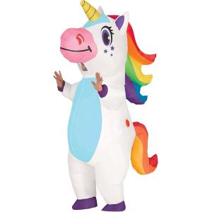 COSTUME DA UNICORNO ARCOBALENO GONFIABILE ADULTO