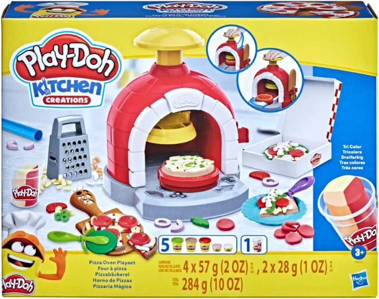 Play-doh kitchen creations, la pizzeria, playset con 6 vasetti di