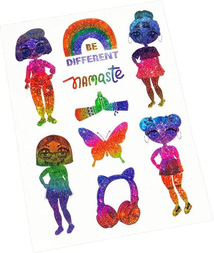 Tatuaggi per bambini, tatuaggi temporanei glitter per bambini, set