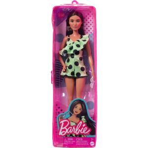 BARBIE FASHIONISTAS - BAMBOLA CAPELLI NERI CON ABITO VERDE POIS NERI