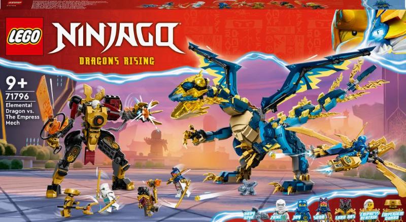 Lego ninjago 71796 dragone elementare vs. mech dell'imperatrice