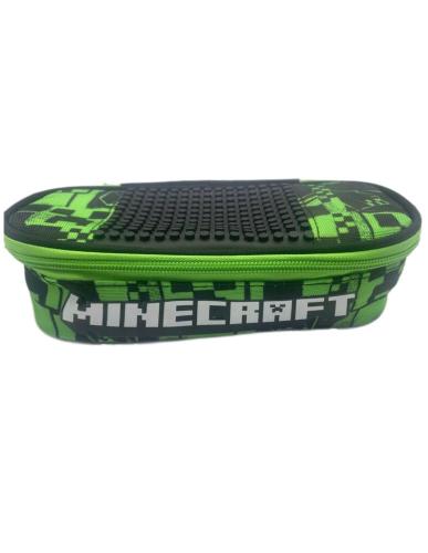 Astuccio Scuola Minecraft Verde Organizzato Vuoto 22x10x6 cm