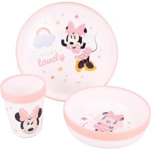 MINNIE SET PAPPA MICRO BICOLOR 3 PZ ANTISCIVOLO GIFT BOX CIOTOLA, BICCHIERE E PIATTO