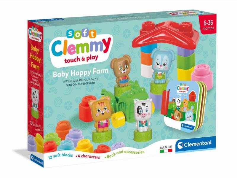 Clementoni - 17884 - Soft Clemmy - Baby Happy Farm - Set Costruzioni Prima  Infanzia, Mattoncini Morbidi Clemmy