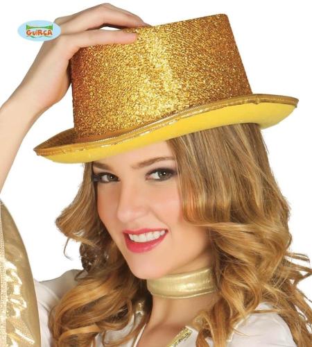 CAPPELLO CILINDRO GLITTER ORO