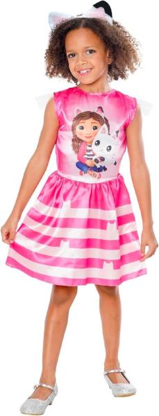 DREAMWORKS GABBY'S DOLLHOUSE Vestito, Abiti da Ragazza a Maniche Lunghe, Abito Gabby Cat per Bambini, età da 3 a 10 Anni, Rosa