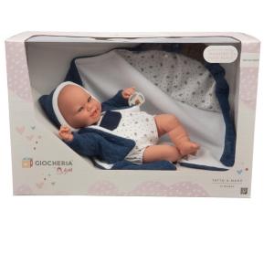 ARIAS - BAMBOLA REBORN BEBÈ 33 CM SARA CORPO MORBIDO CON PESO E TUTINA BLU 60728