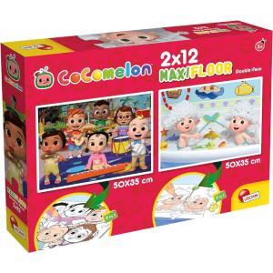 PUZZLE GIGANTE COCOMELON  MAXIFLOOR 2 X 12 PZ  - COSTRUIAMO!