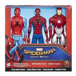 SPIDERMAN HOMECOMING SET 3 PERSONAGGI: SPIDERMAN COSTUME ARTIGIANALE, SPIDERMAN & IRON MAN