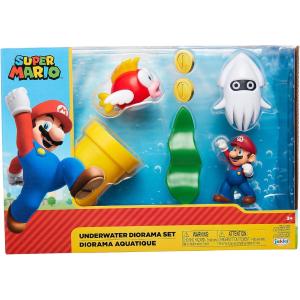 DIORAMA SUPER MARIO UNDERWATER SET SOTT'ACQUA CON PERSONAGGI DA 6 CM