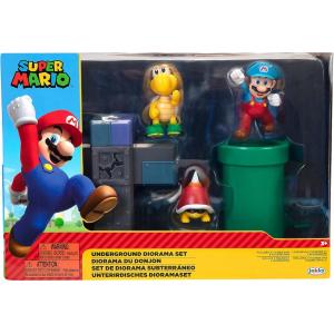 DIORAMA SUPER MARIO UNDERGROUND SET SOTTOTERRA CON PERSONAGGI DA 6 CM