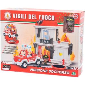 VIGILI DEL FUOCO - MISSIONE DI SOCCORSO CON PERSONAGGIO E JEEP