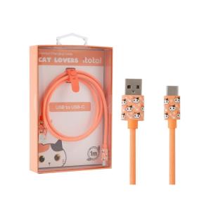 CAVO USB - USB-C ORANGE CAT GATTO ARANCIONE