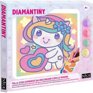 DIAMANTINY KAWAII UNICORNO CON CUORE SU TELA MULTICOLORE