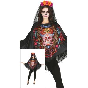 COSTUME PONCHO SCHELETRO GIORNO DEI MORTI ADULTA TAGLIA 38-40 (M)