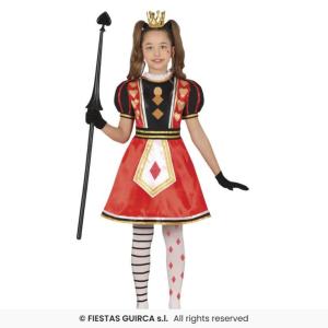 COSTUME REGINA DI CUORI E QUADRI BAMBINA TAGLIA 10-12 ANNI