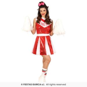 COSTUME CHEERLEADER ROSSO CON PAILLETTES ADULTA TAGLIA 36-38 (S)