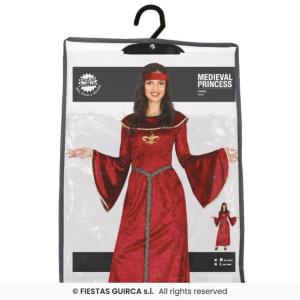 COSTUME PRINCIPESSA MEDIAVALE ROSSO ADULTA TAGLIA 36-38 (S)