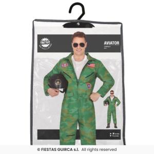 COSTUME AVIATORE VERDE ADULTO TAGLIA 48-50 (M)