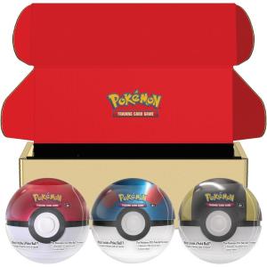 CARTE POKEMON - OTTOBRE POKE BALL IN METALLO TIN CON 3 BUSTINE ESPANSIONE