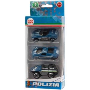 POLIZIA - DIE CAST 1:64  PACK 3 VEICOLI MODELLO 1 IN METALLO