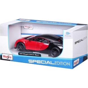 AUTO BUGATTI CHIRON SPORT PLUS SPECIAL EDITION NERO E ROSSO IN SCALA 1:24