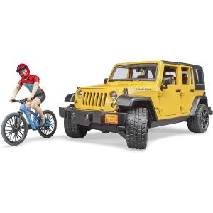 BRUDER JEEP WRANGLER RUBICON UNLIMITED, 1 BICICLETTA MOUNTAIN BIKE E CICLISTA