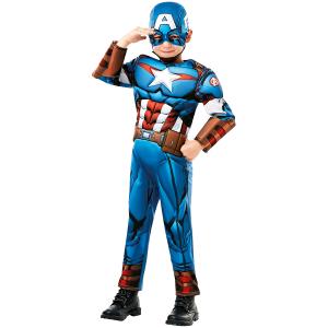 COSTUME CAPITAN AMERICA DELUXE UFFICIALE C/MUSCOLI TAGLIA M 5-6 ANNI CAPTAIN