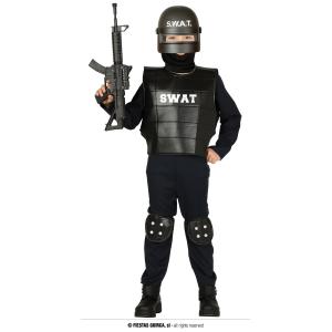 COSTUME POLIZIA SWAT BAMBINI TAGLIA 10-12 ANNI