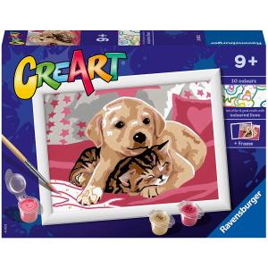 CREART SERIE E CLASSIC - LABRADOR E GATTINO SULLA COPERTA