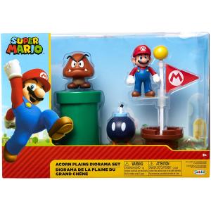 DIORAMA SUPER MARIO ACORN PLAINS SET PIANURA DELLE GHIANDE CON PERSONAGGI DA 6 CM