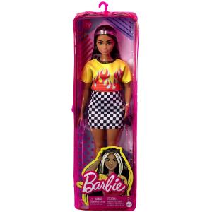 BARBIE® FASHIONISTAS® DOLL ABITO QUADRI BIANCO E NERO E FIAMMA 179