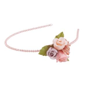 GIOIELLI: BOUTIQUE CERCHIETTO CAPELLI PERLE E FIORI ROSA