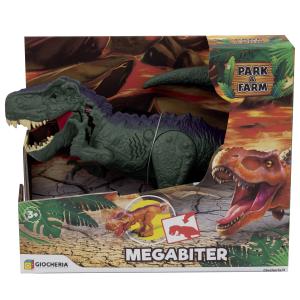 PARK&FARM - DINOSAURO MEGABITER 36 CM CON MOVIMENTO LUCI E SUONI 2 COLORI